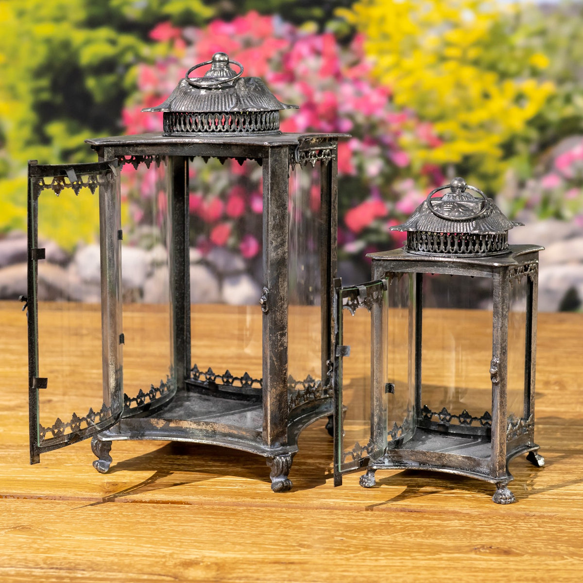 Set of 2 Iron/Glass Terrariums "Frankfurt"