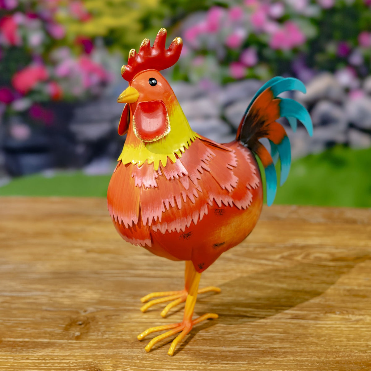 Set of 6 Assorted Metal Rooster Figurines "The Foghorn Flock"