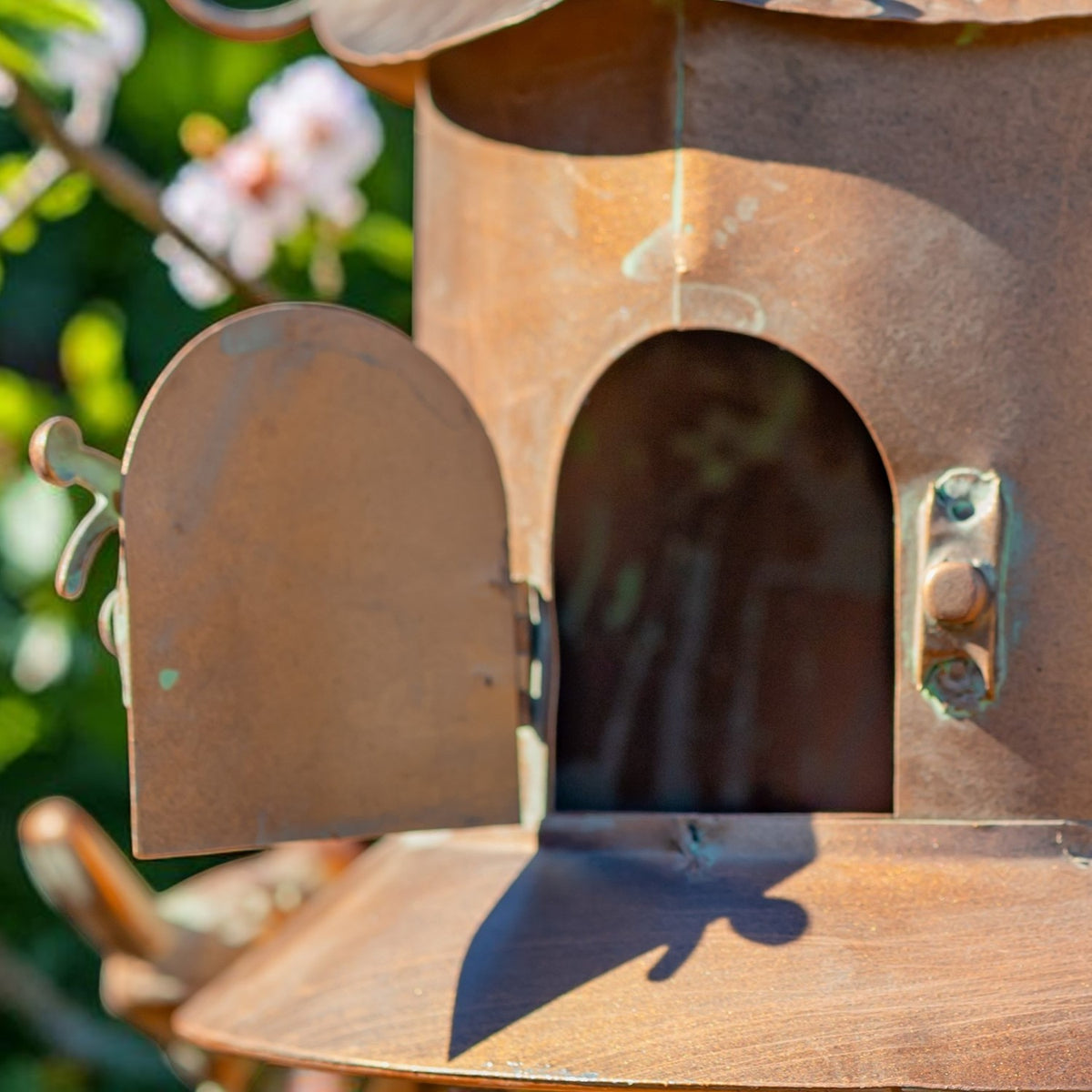 74.25" Tall Iron Birdhouse & Feeder Stake "Hearth"