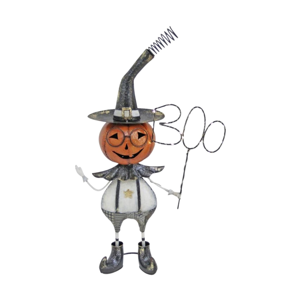 A full-length view of the pumpkin figure standing against a plain white background.