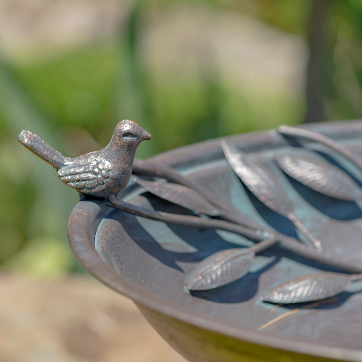 31" Tall "Two Birds" Iron Birdbath