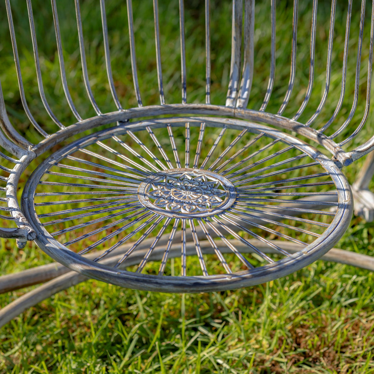 "Oasis" Iron Garden Swing Chair in Blue-Bronze