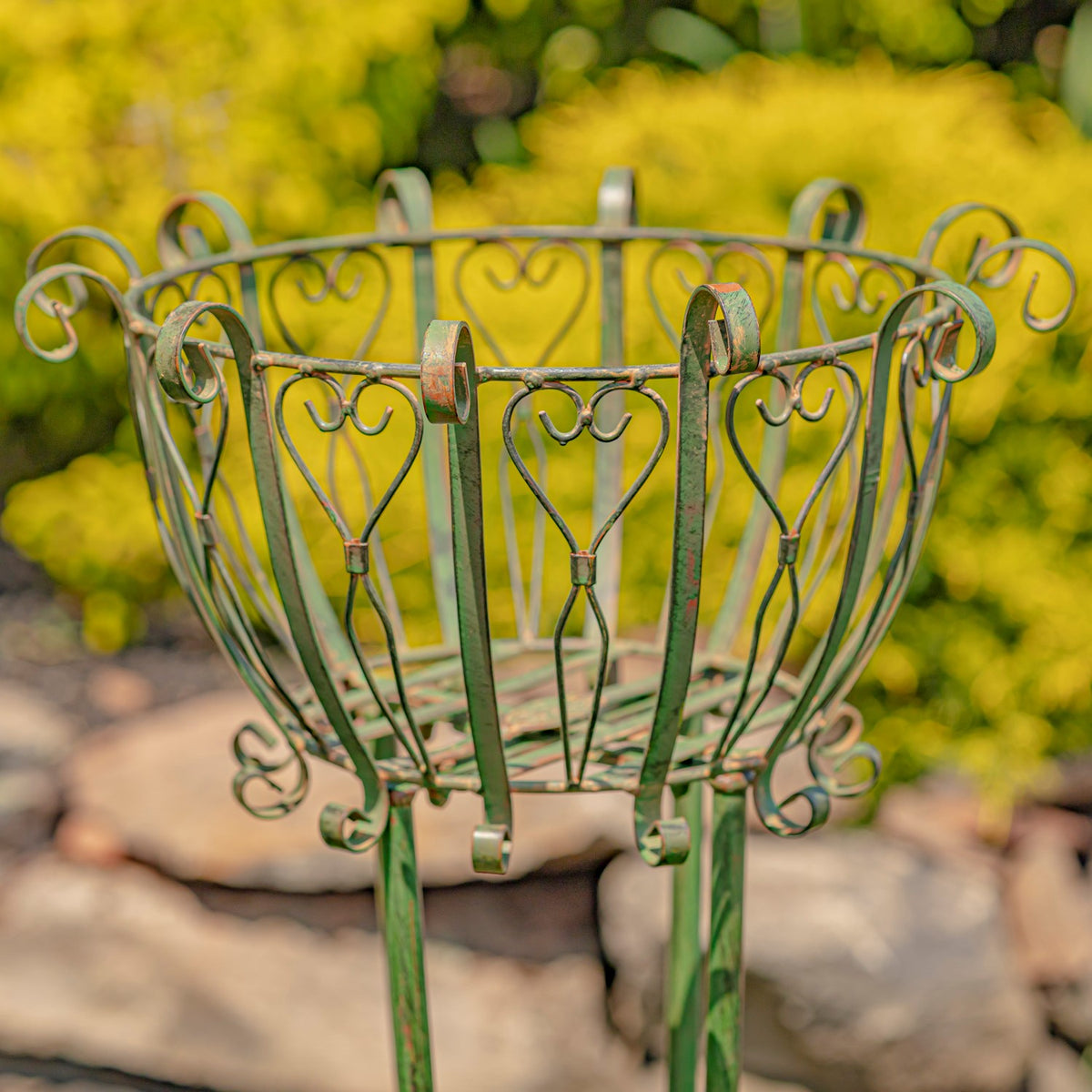 Set of 2 Tall Iron Basket Plant Stands "Stephania"