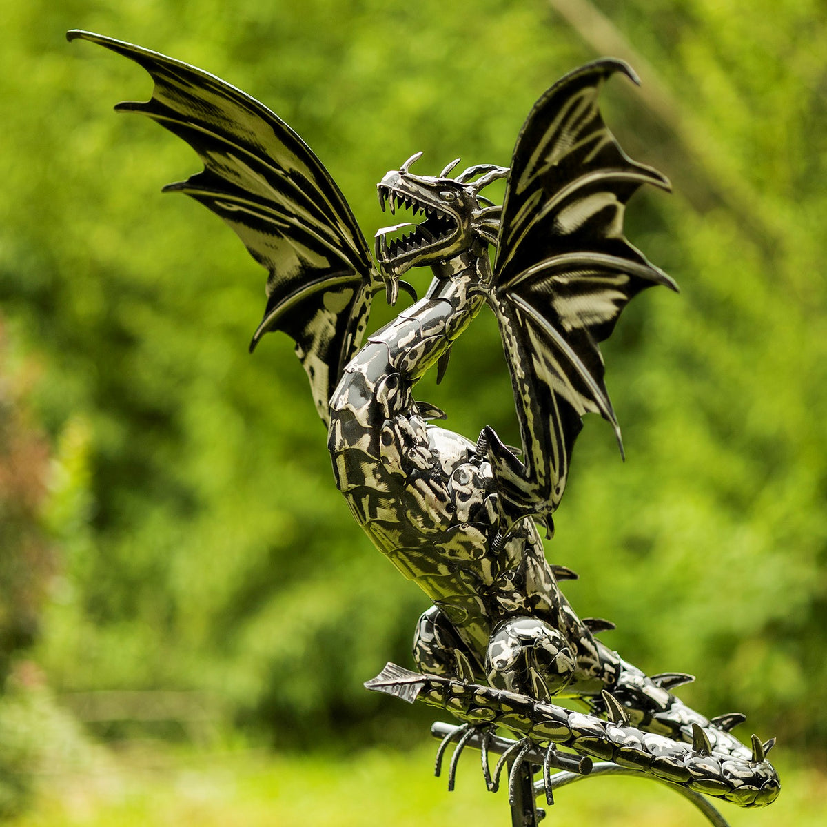 84.75" Tall Iron Dragon Swing Stake "Dayfyre"