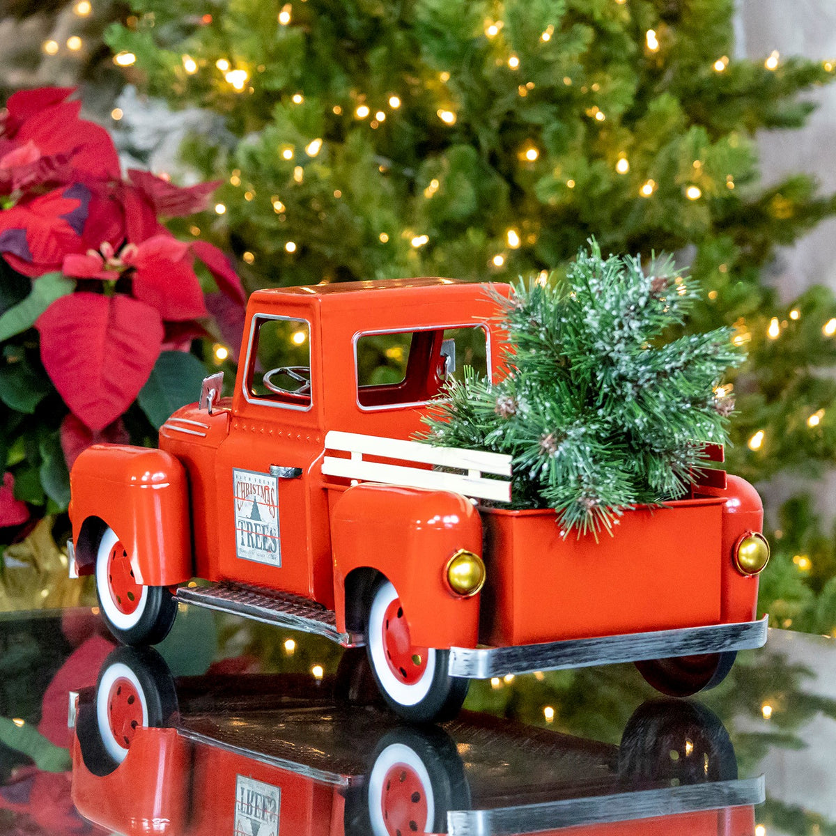 18" Red Metal Truck Decoration