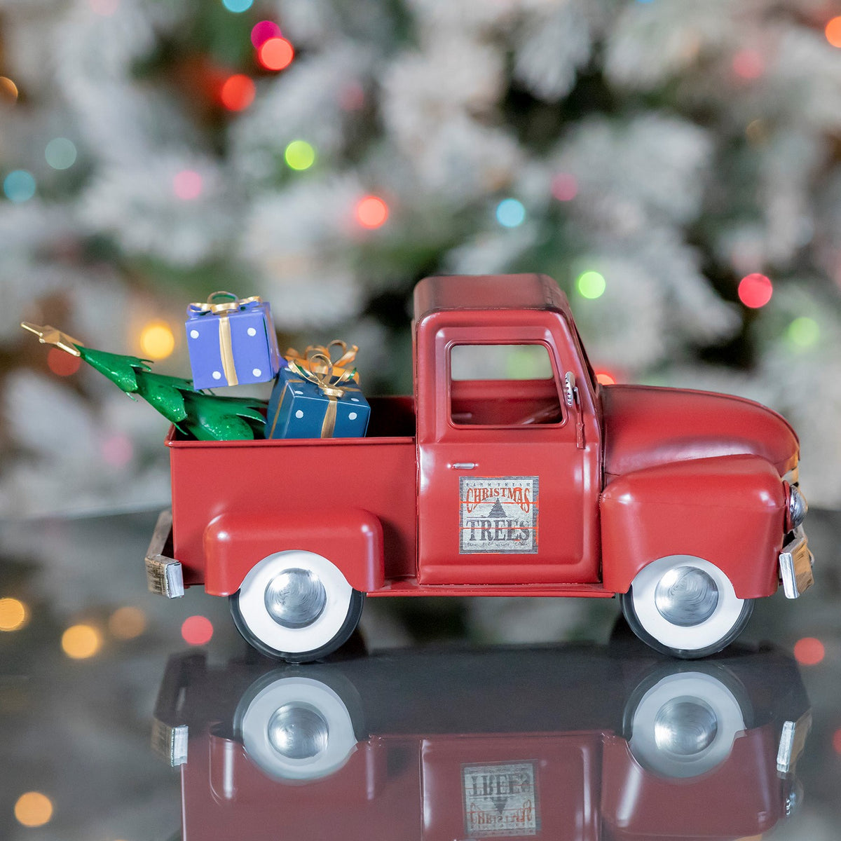 Mini Metal Truck with Christmas Tree and Gifts