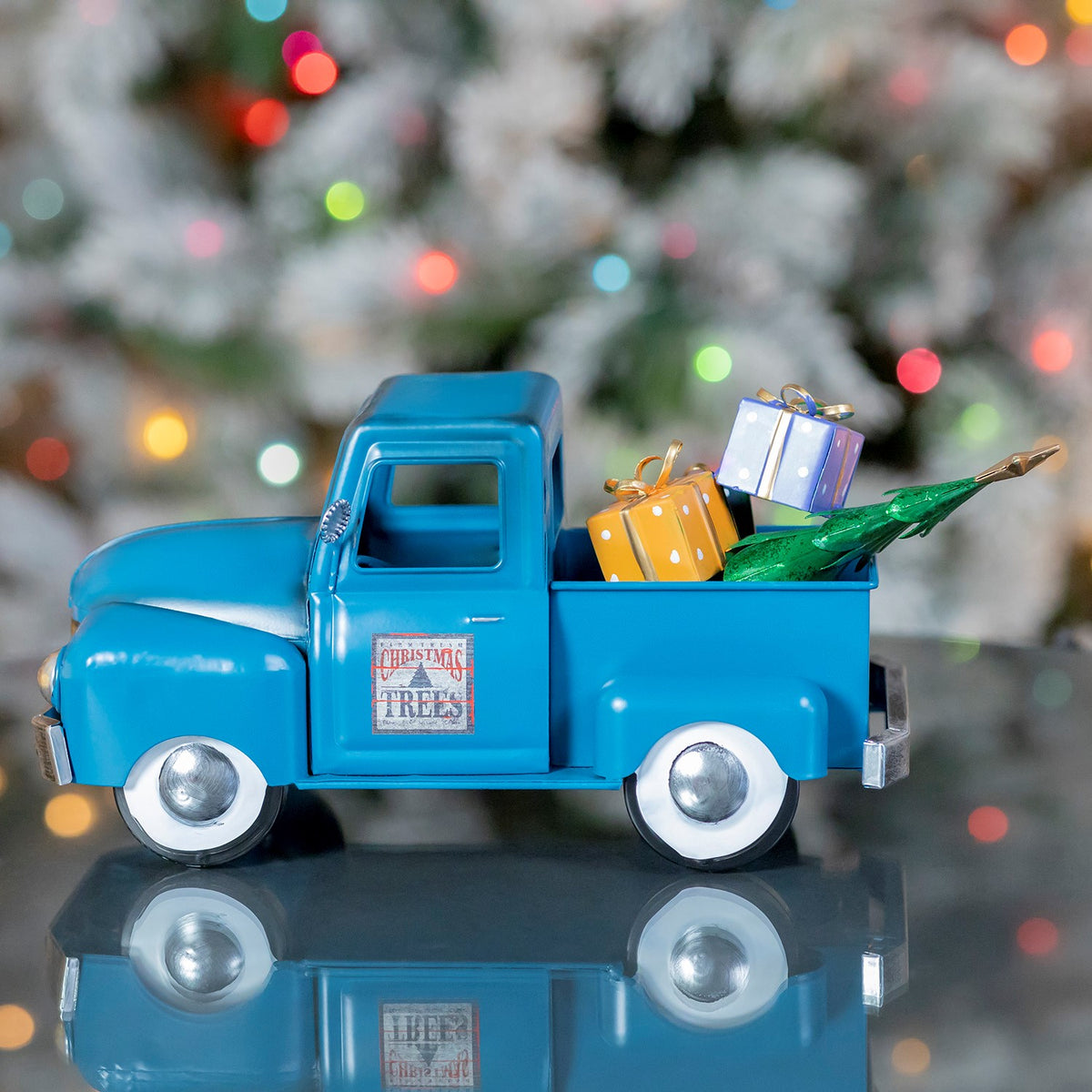 Mini Metal Truck with Christmas Tree and Gifts