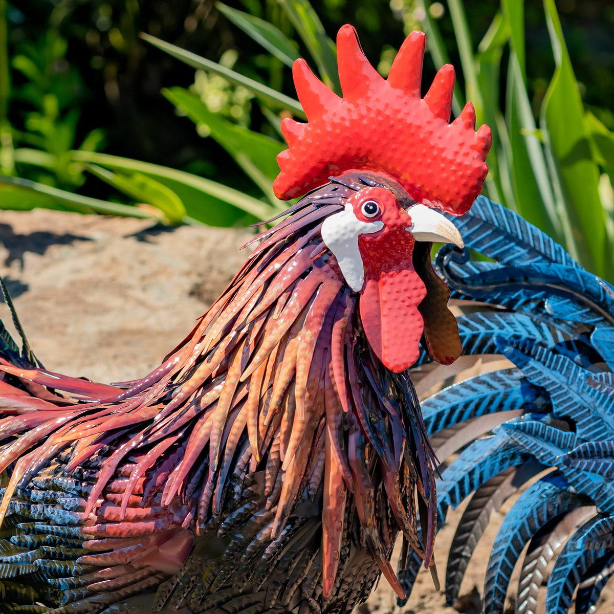 29" Tall Painted Iron Rooster Decoration "Felix"