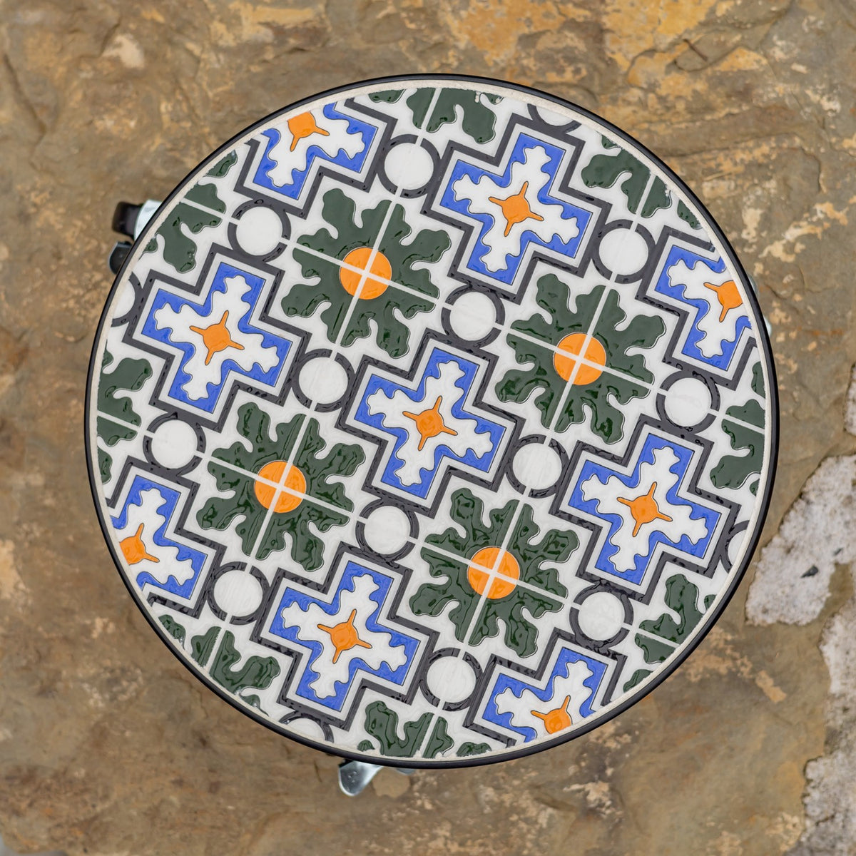 11.8" Ceramic Mosaic Tile Plant Trolley "Madrid" (Set of 2)