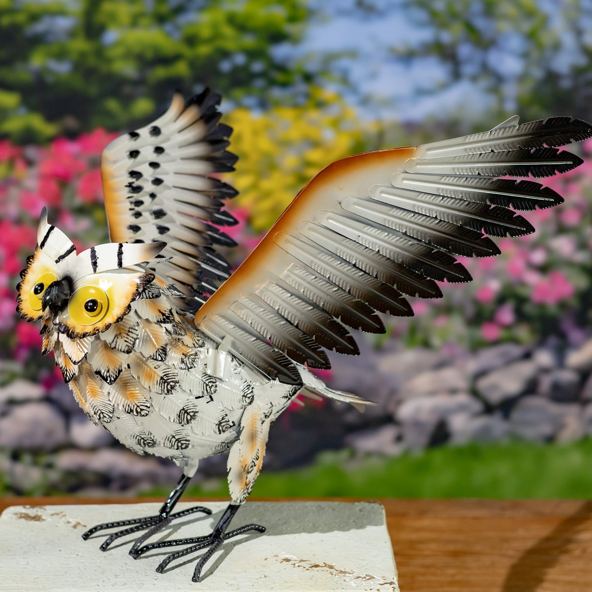 Set of 6 Assorted Hand-Painted Metal Owl Figurines