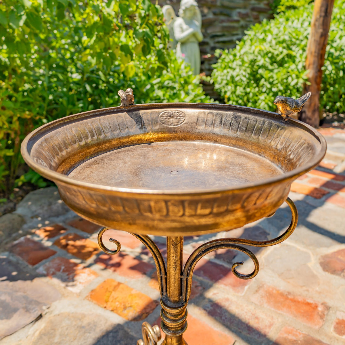 25.4" Tall Birdbath-Feeder with Ornate Stand