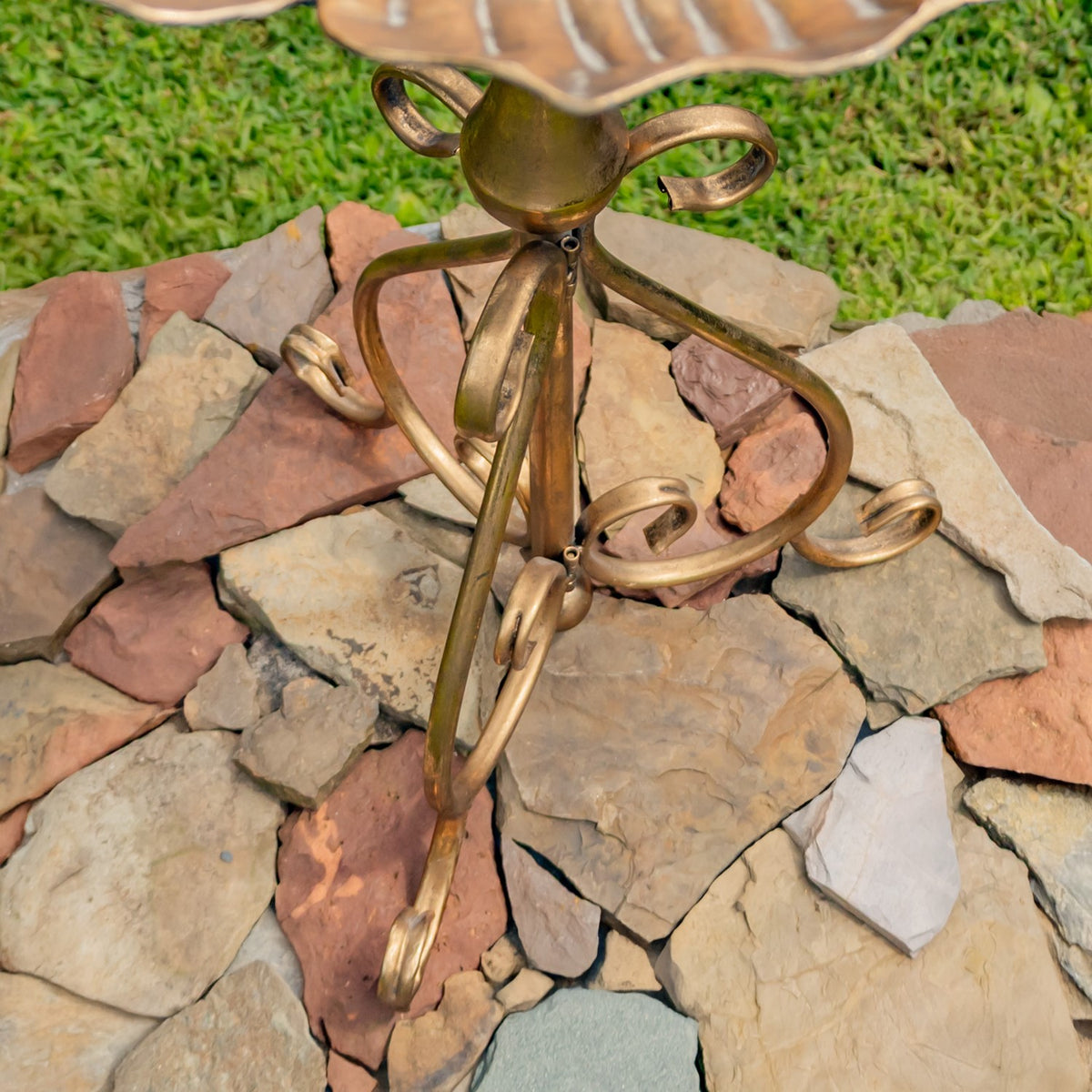 30.3" Tall Birdbath-Feeder with Ornate Stand