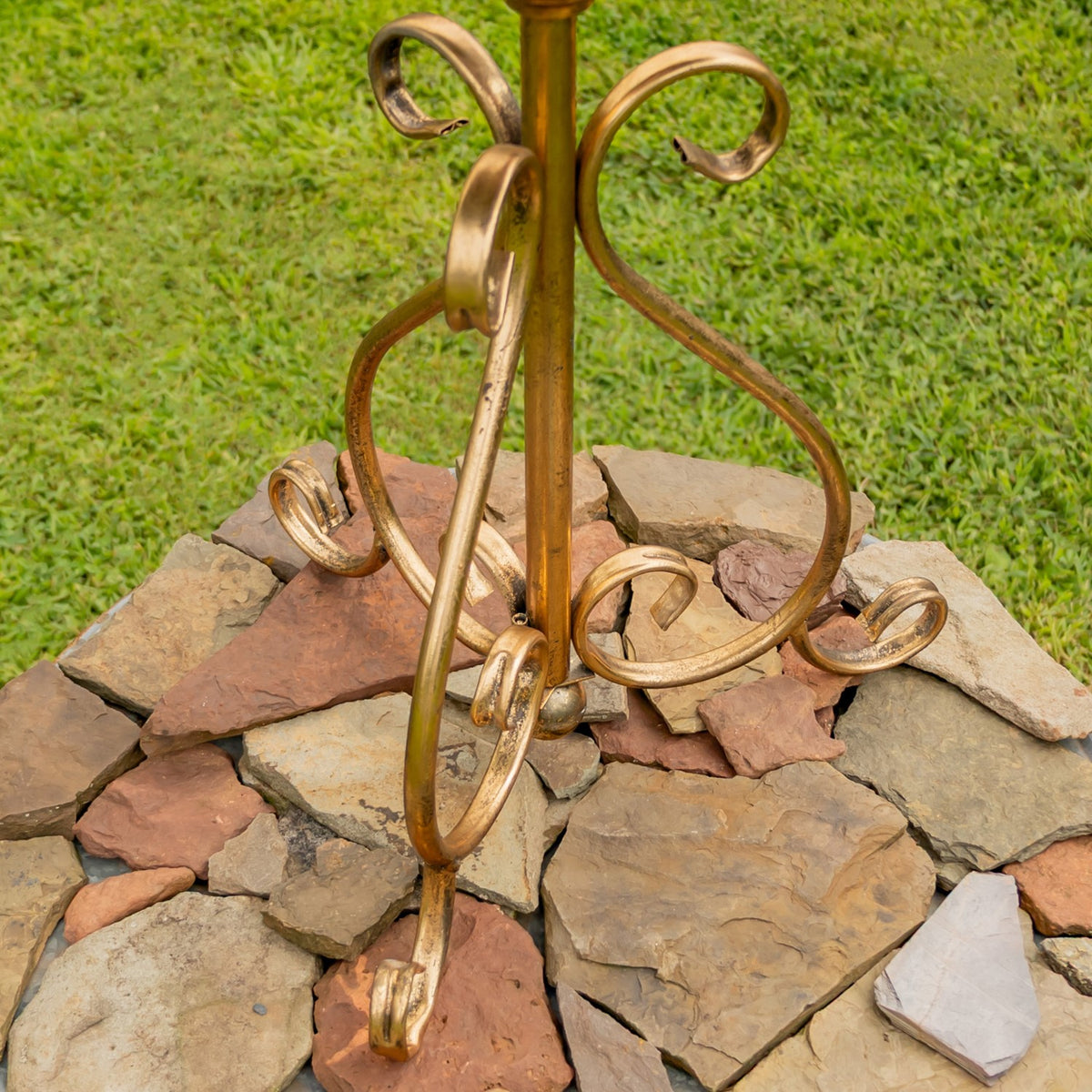 24.2" Tall Flower-Shaped Metal Birdbath-Feeder