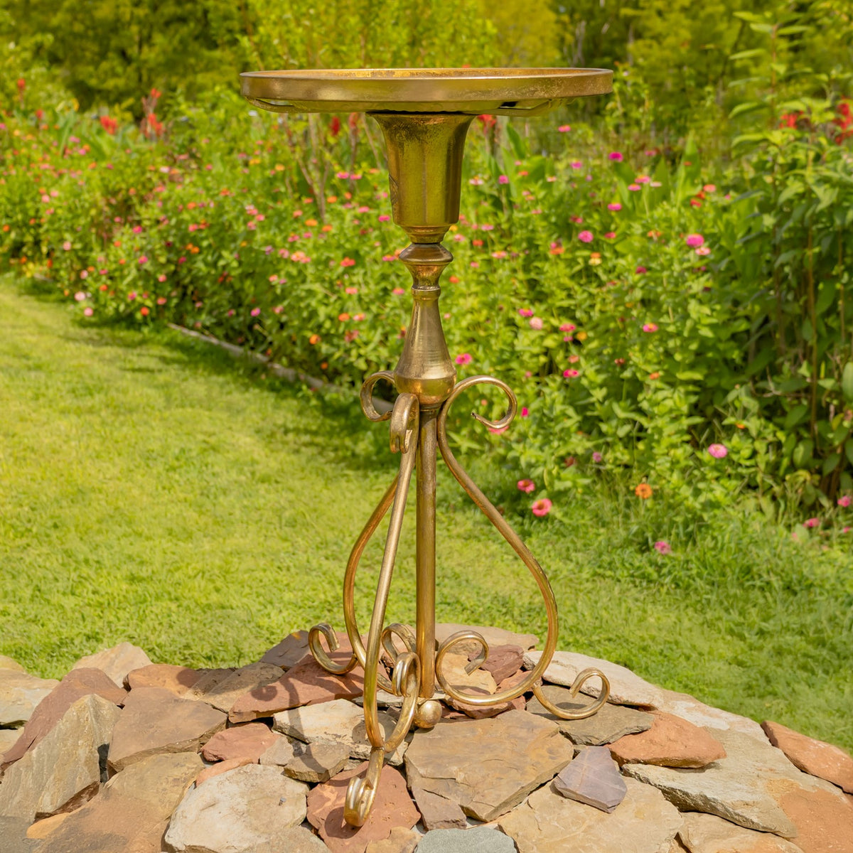 29.5" Tall Round Metal Plant Stand-Birdfeeder