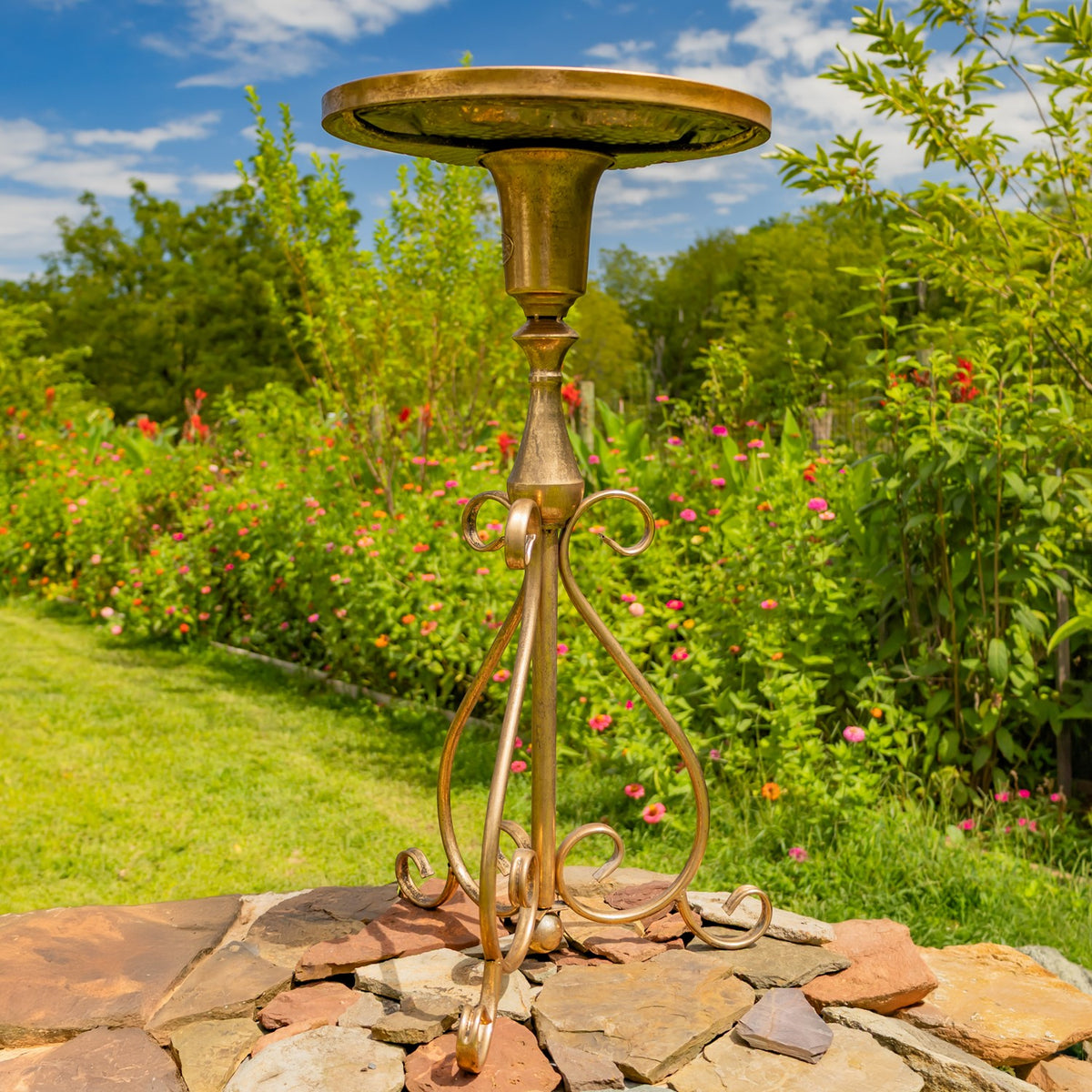 29.5" Tall Round Metal Plant Stand-Birdfeeder