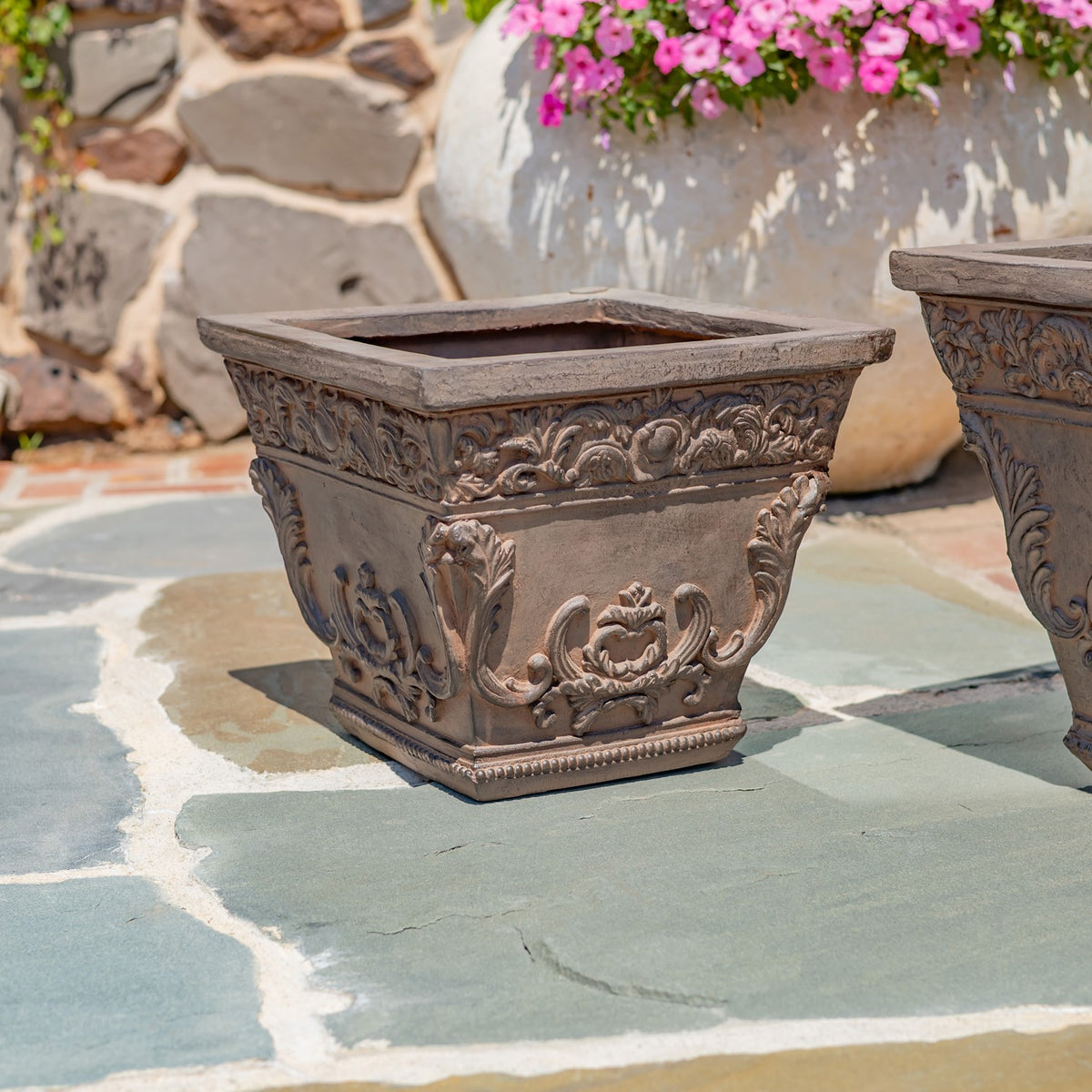 Set of 3 Assorted Magnesium Square Flower Pots