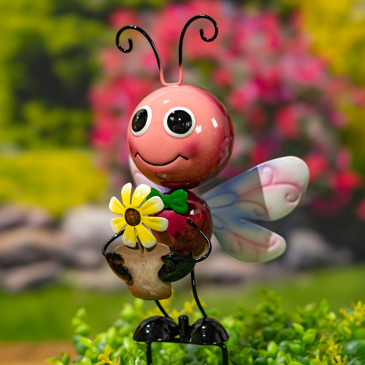 Set of 6 Assorted Metal Cartoon Butterfly Garden Stakes "The Flutter Formation"