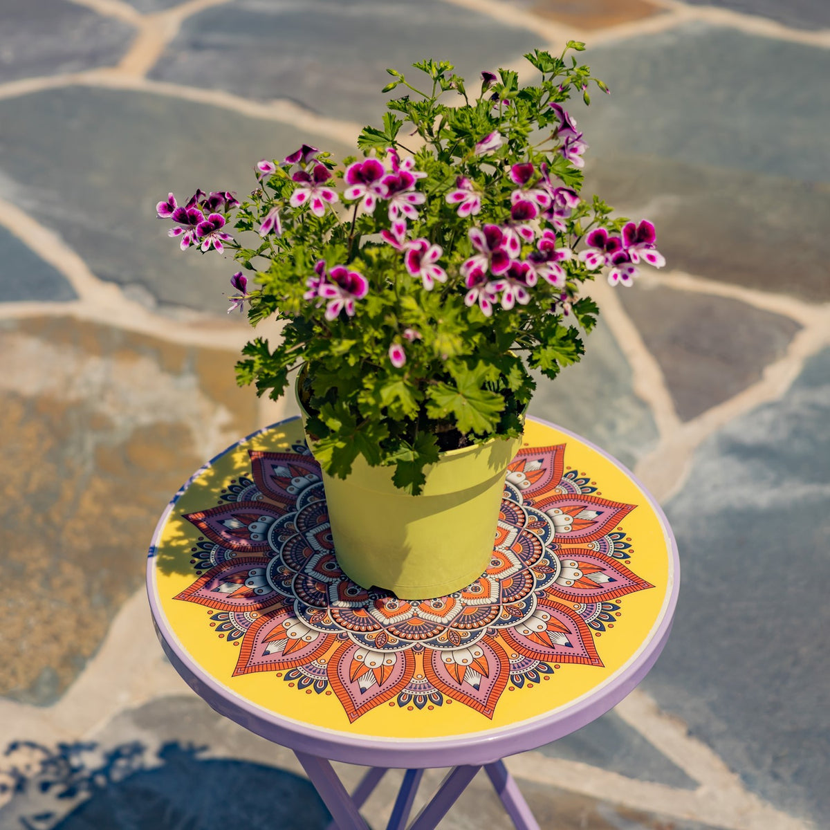 "Portofino" 23" Tall Mosaic Folding Plant Stand - Purple