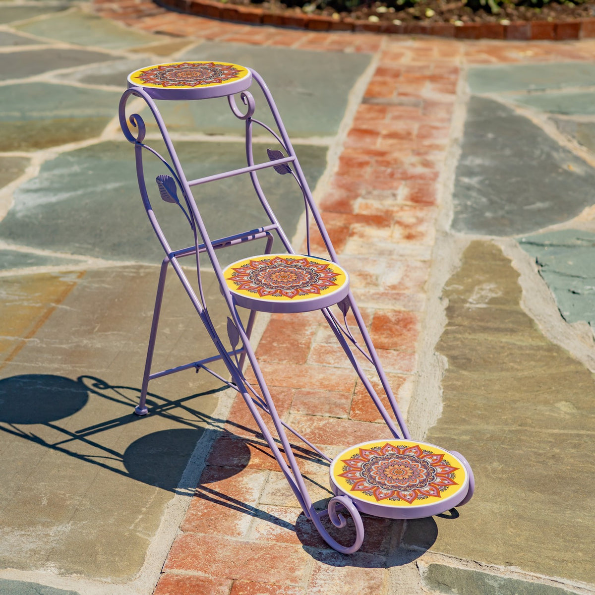 "Portofino" 23.5" Tall Staggered Three-Tier Plant Stand - Purple