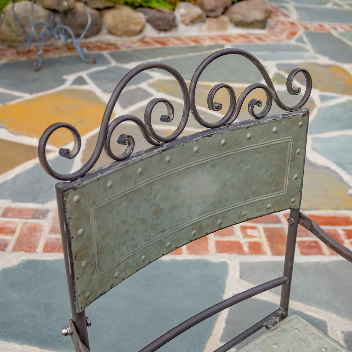 Five Piece Galvanized Outdoor Metal Dining Set "Charleston 1940"