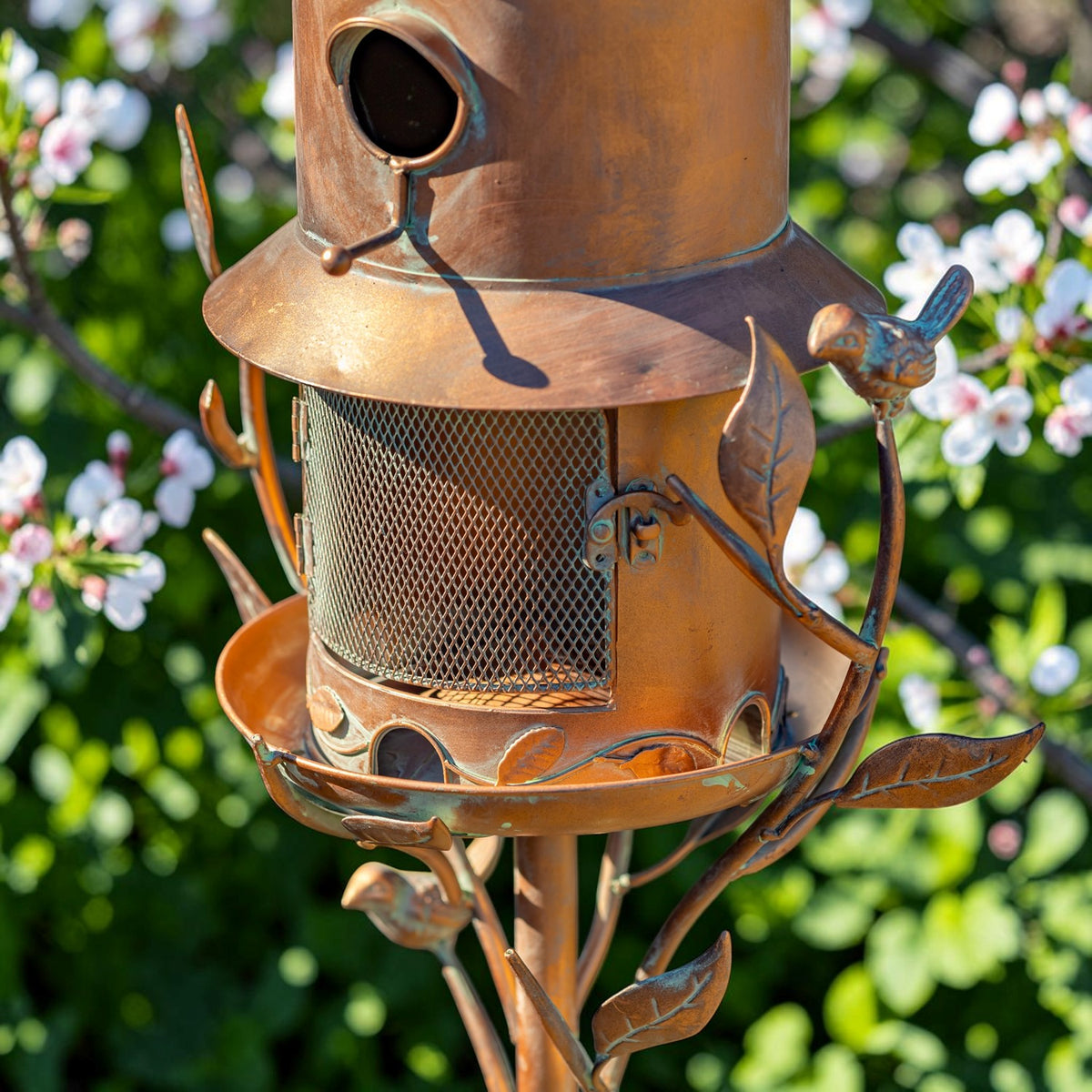 74.25" Tall Iron Birdhouse & Feeder Stake "Haven"