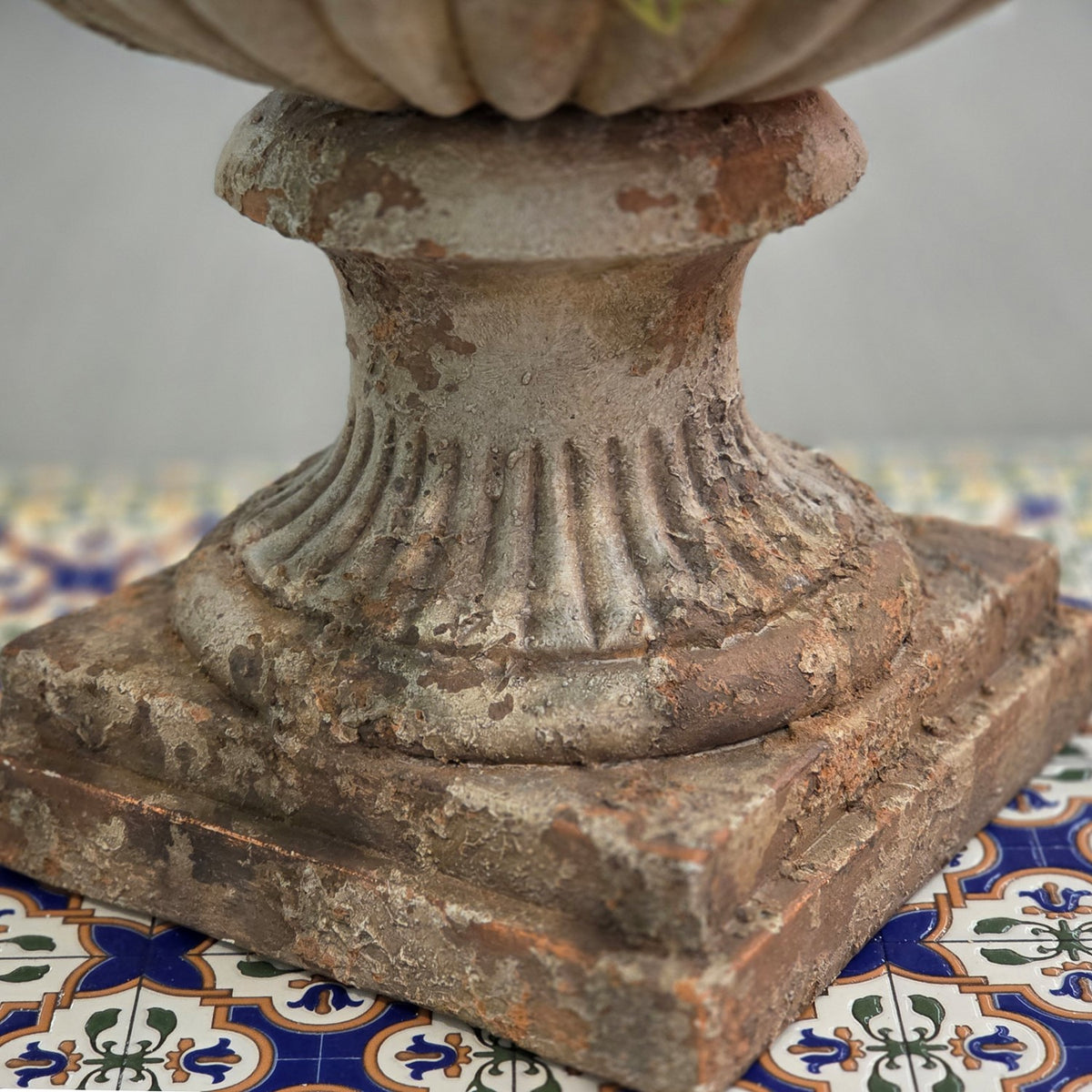 17" Tall Distressed Round Classic Urn Planter