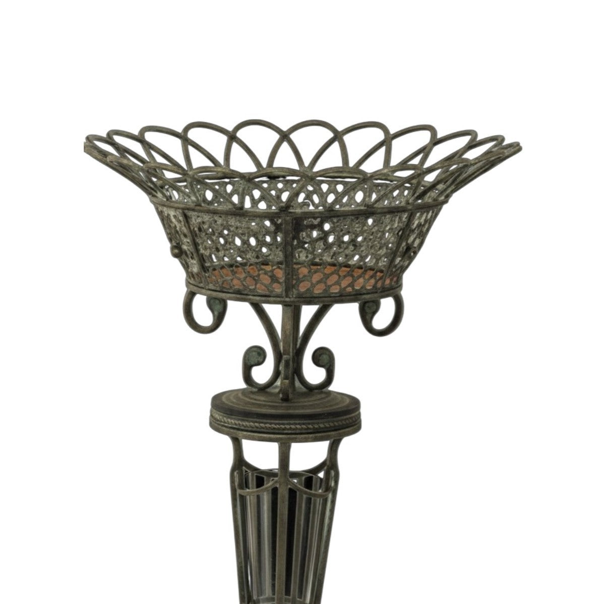 37.25" Tall Ornate Metal Basket Plant Stand