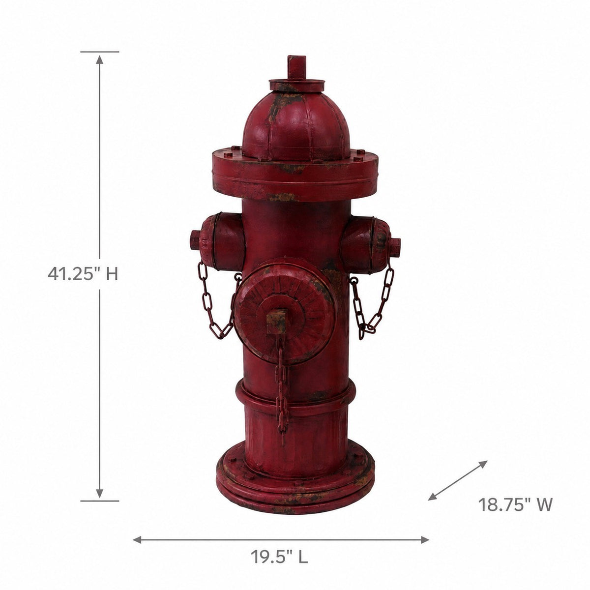 41.25" Tall Red Metal Fire Hydrant Decoration