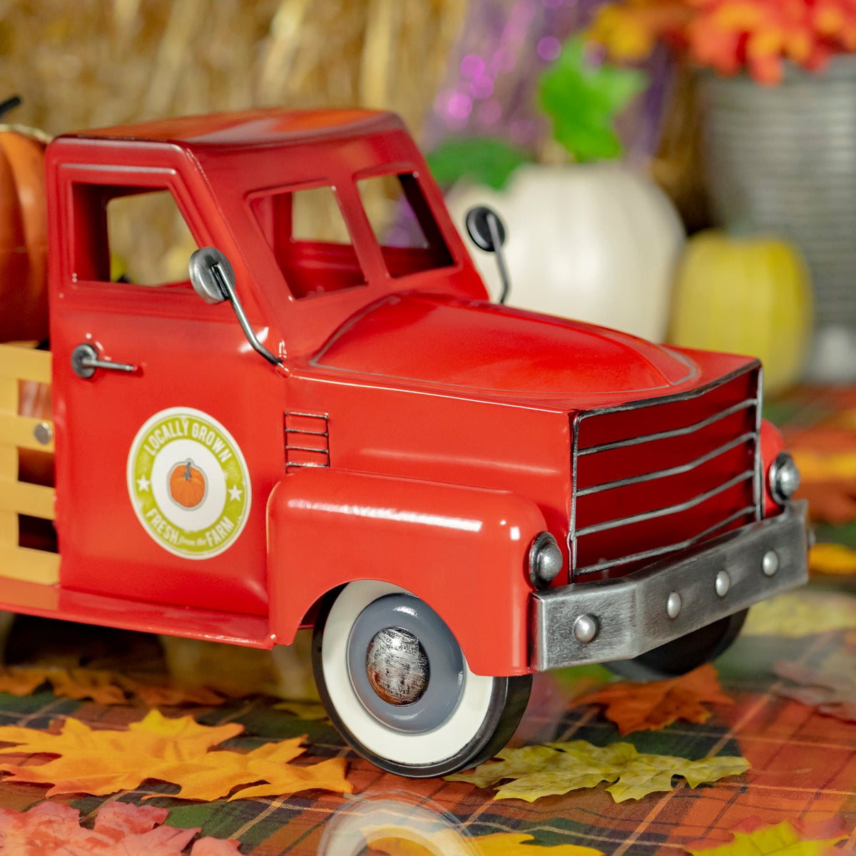 Country Style Metal Truck with Pumpkins