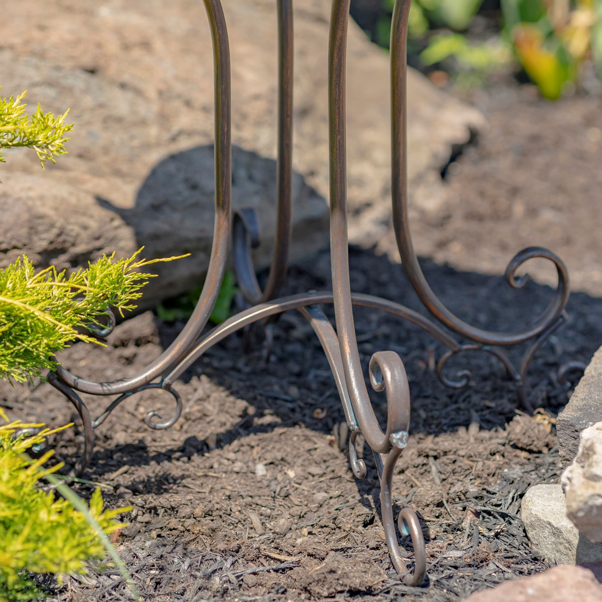 31" Tall "Two Birds" Iron Birdbath