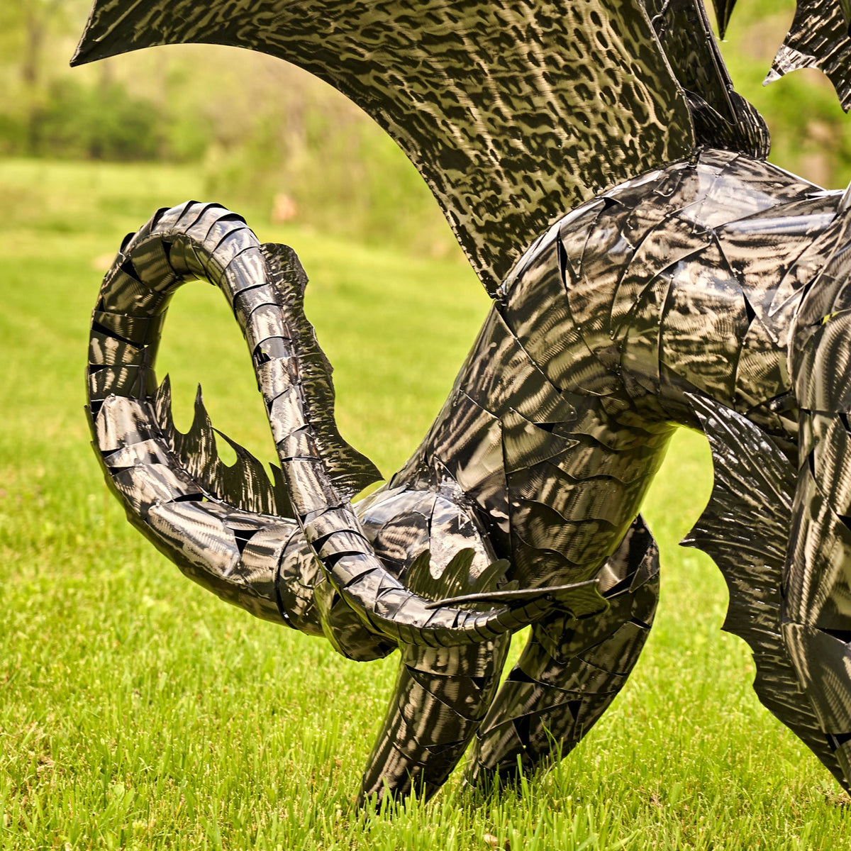 6ft. Tall Large Metal Dragon Statue "Angry Ira"