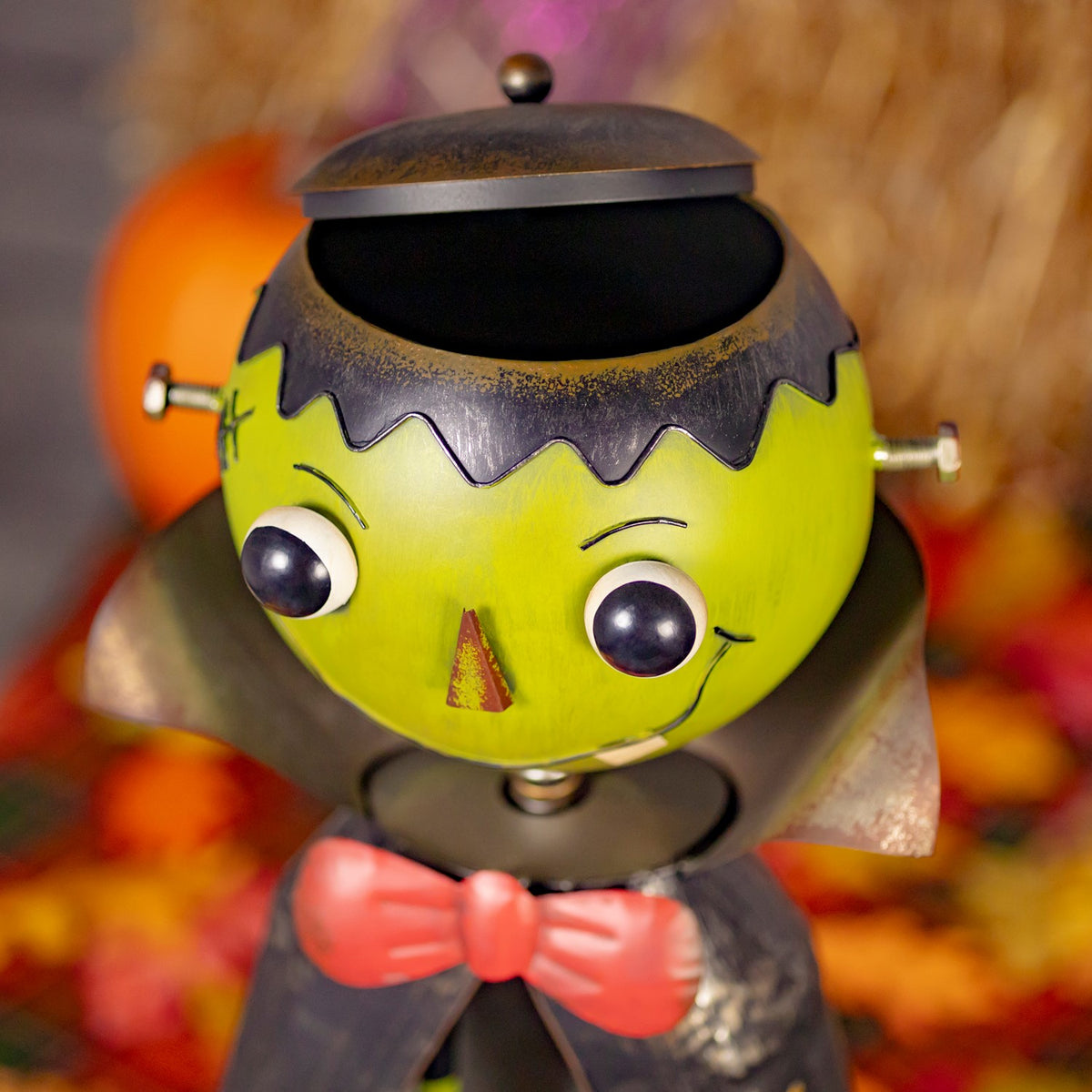 Monster candy dish shown open with its removable lid raised