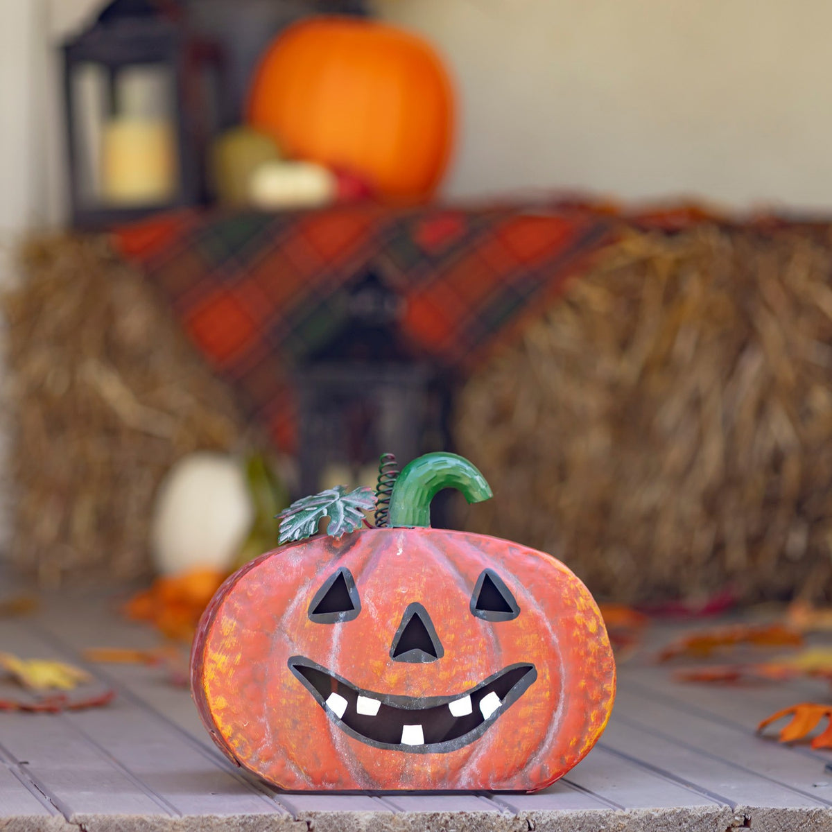 Set of 3 Metal Jack-O-Lantern Decorations