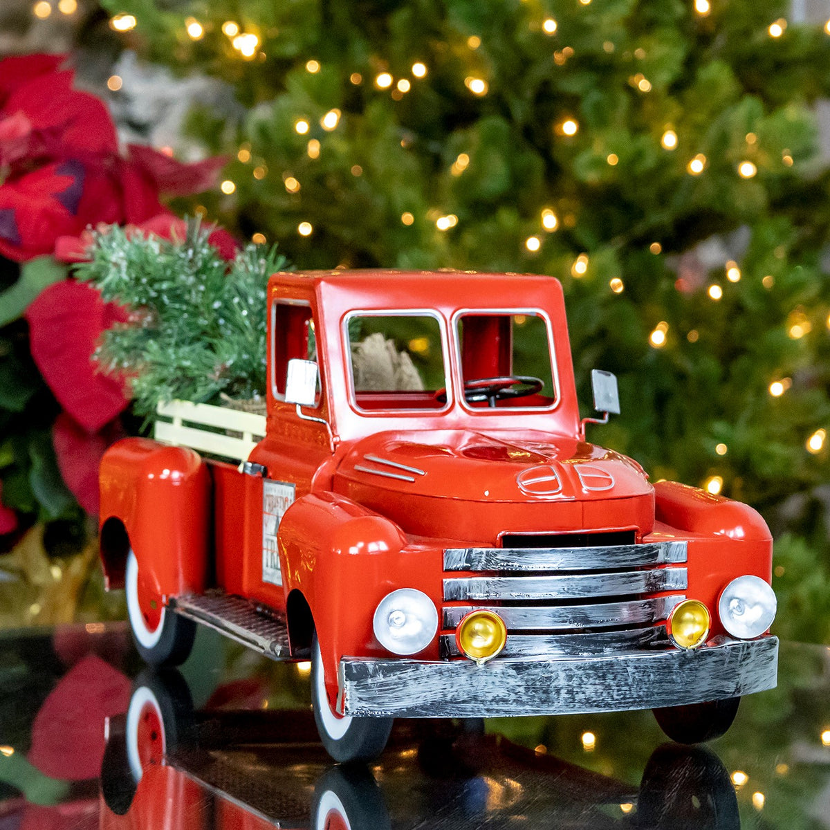 18" Red Metal Truck Decoration