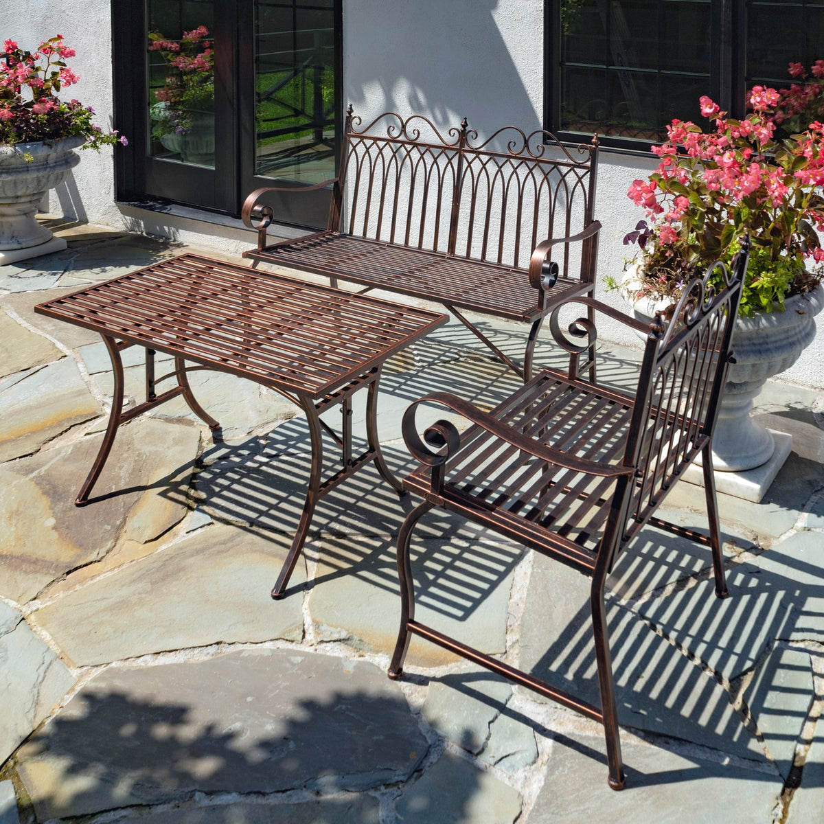 "Valley Forge" Iron Garden Table in Antique Bronze
