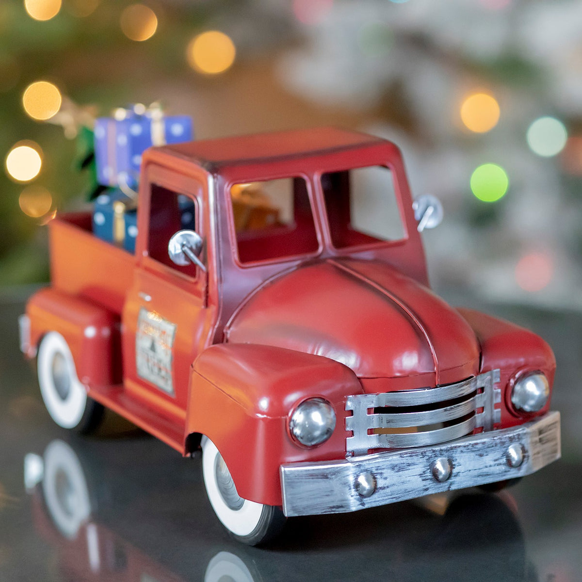 Mini Metal Truck with Christmas Tree and Gifts
