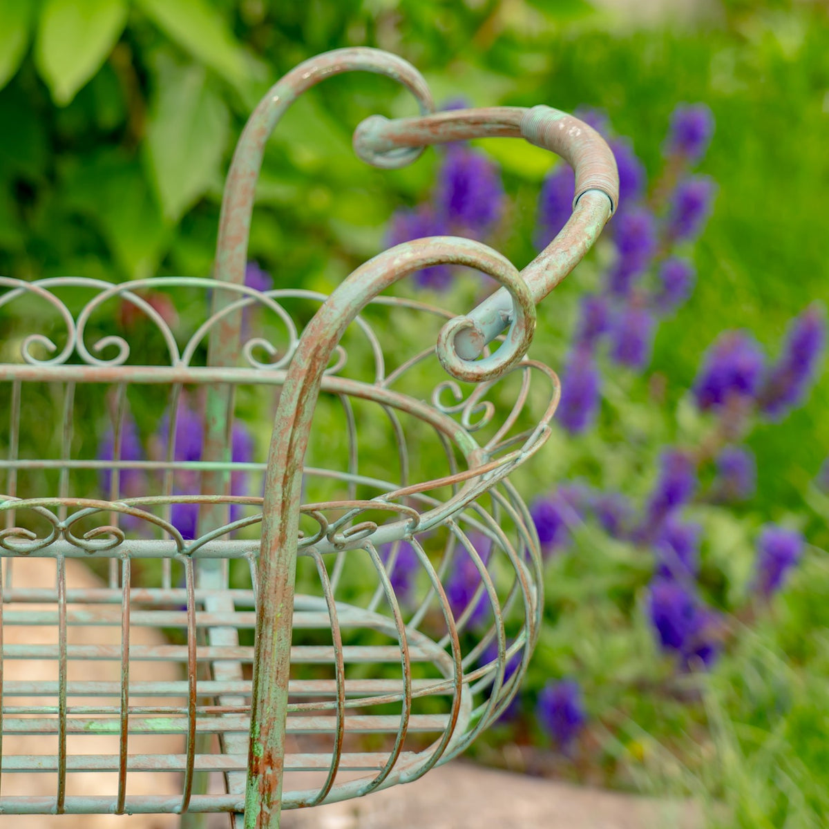 32.28" Tall Two Tier Metal Oval Basket Plant Stand in Verdi Green "Stephania"