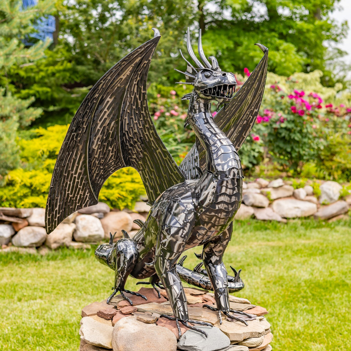39.5" Tall Iron Dragon Sentry Statue "Spike"