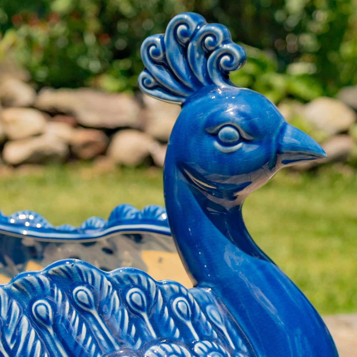 18.5" Hand Painted Ceramic Peacock Planter "Koni"