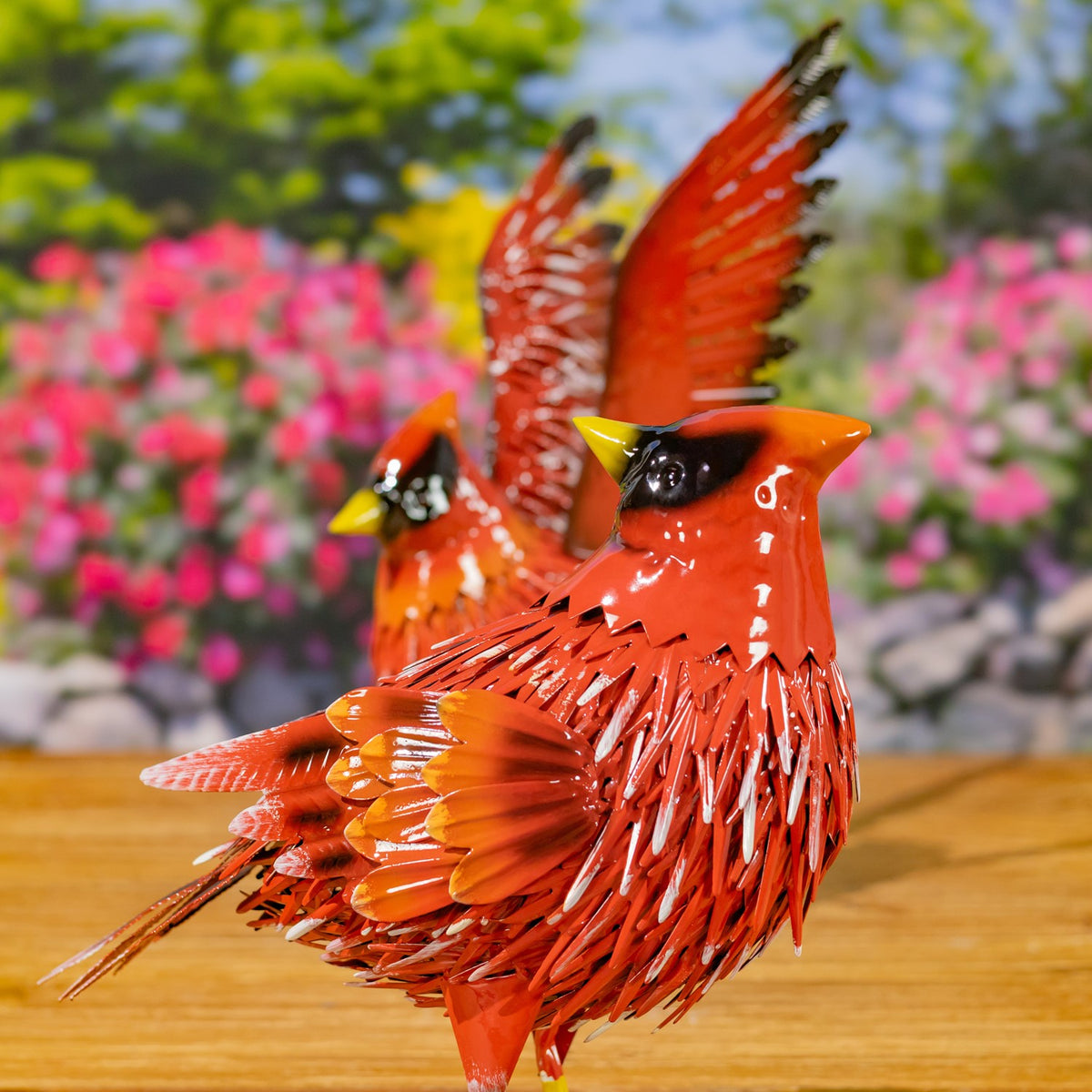 Set of 2 Assorted Cardinal Metal Figurines