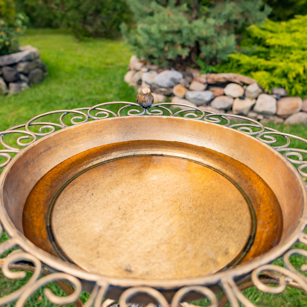 26.6" Tall Birdbath-Feeder with Decorative Trim