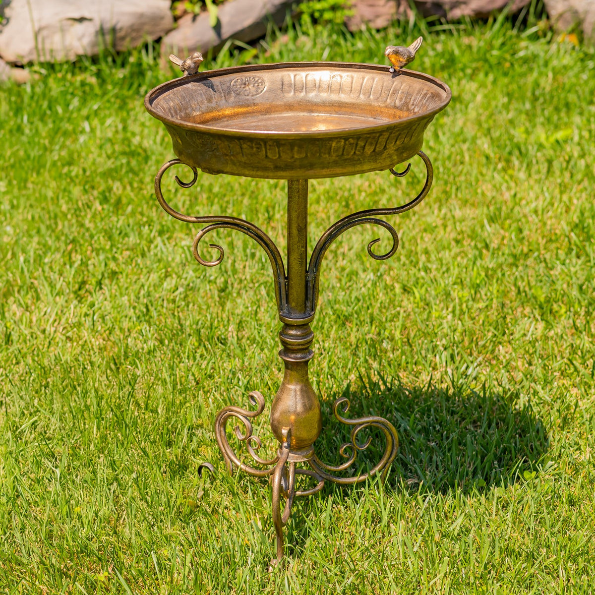 25.4" Tall Birdbath-Feeder with Ornate Stand