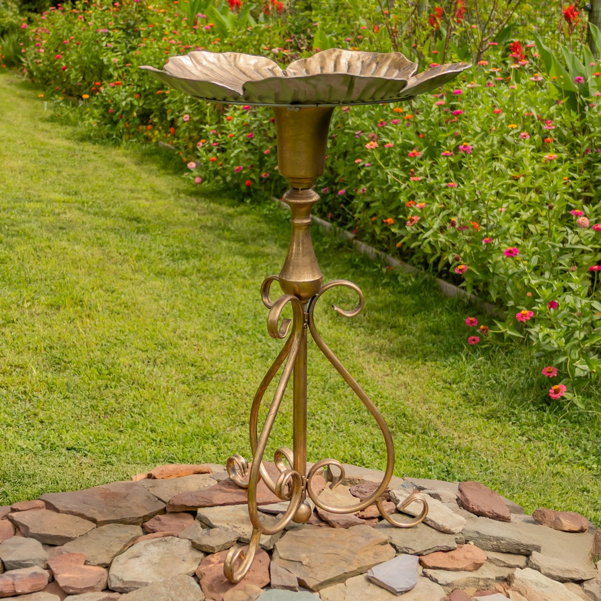 30.3" Tall Birdbath-Feeder with Ornate Stand