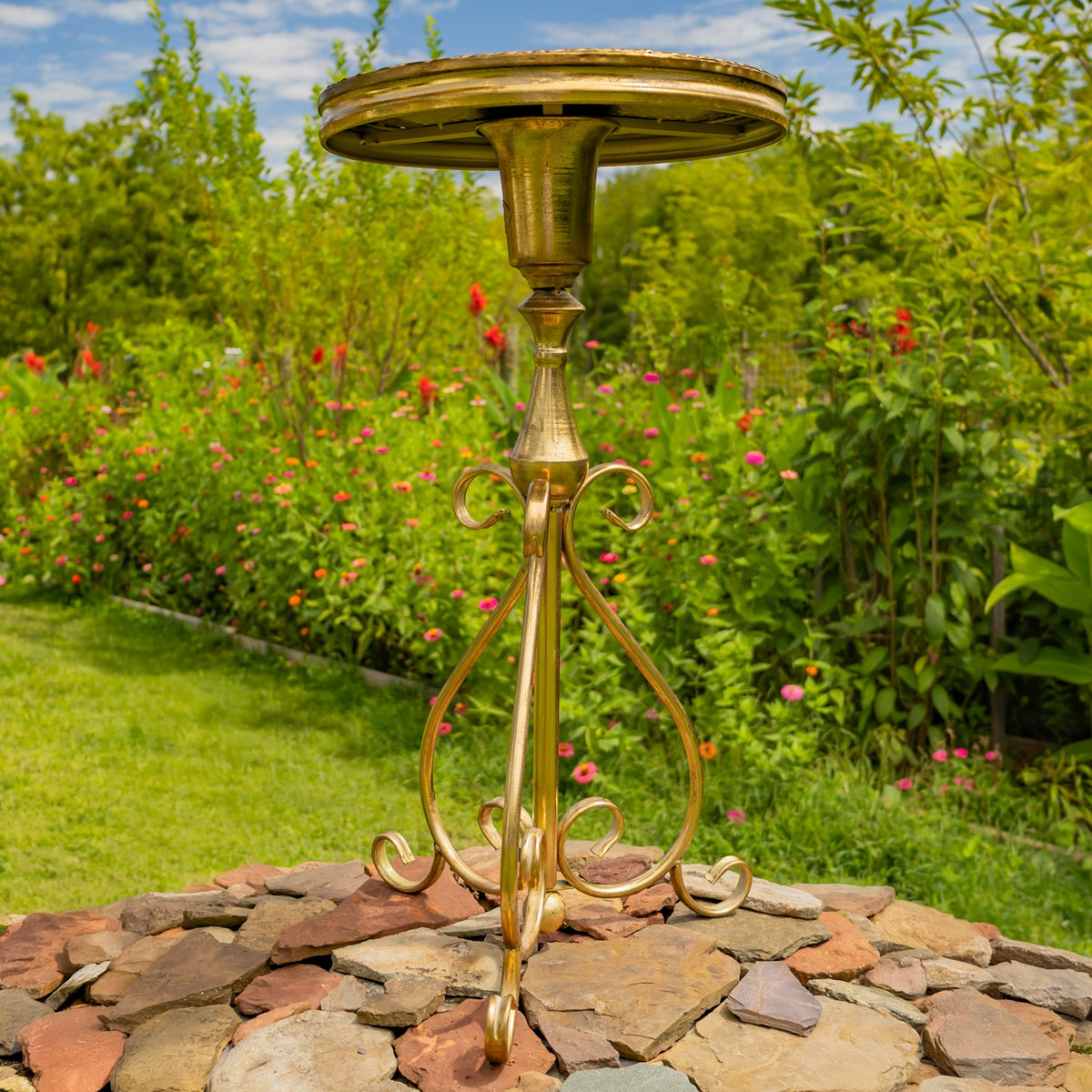 29.3" Tall Round Metal Plant Stand-Birdfeeder