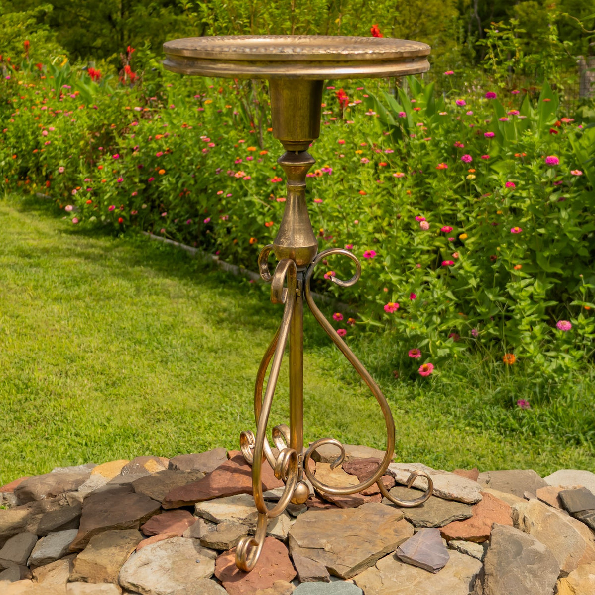 29.3" Tall Round Metal Plant Stand-Birdfeeder