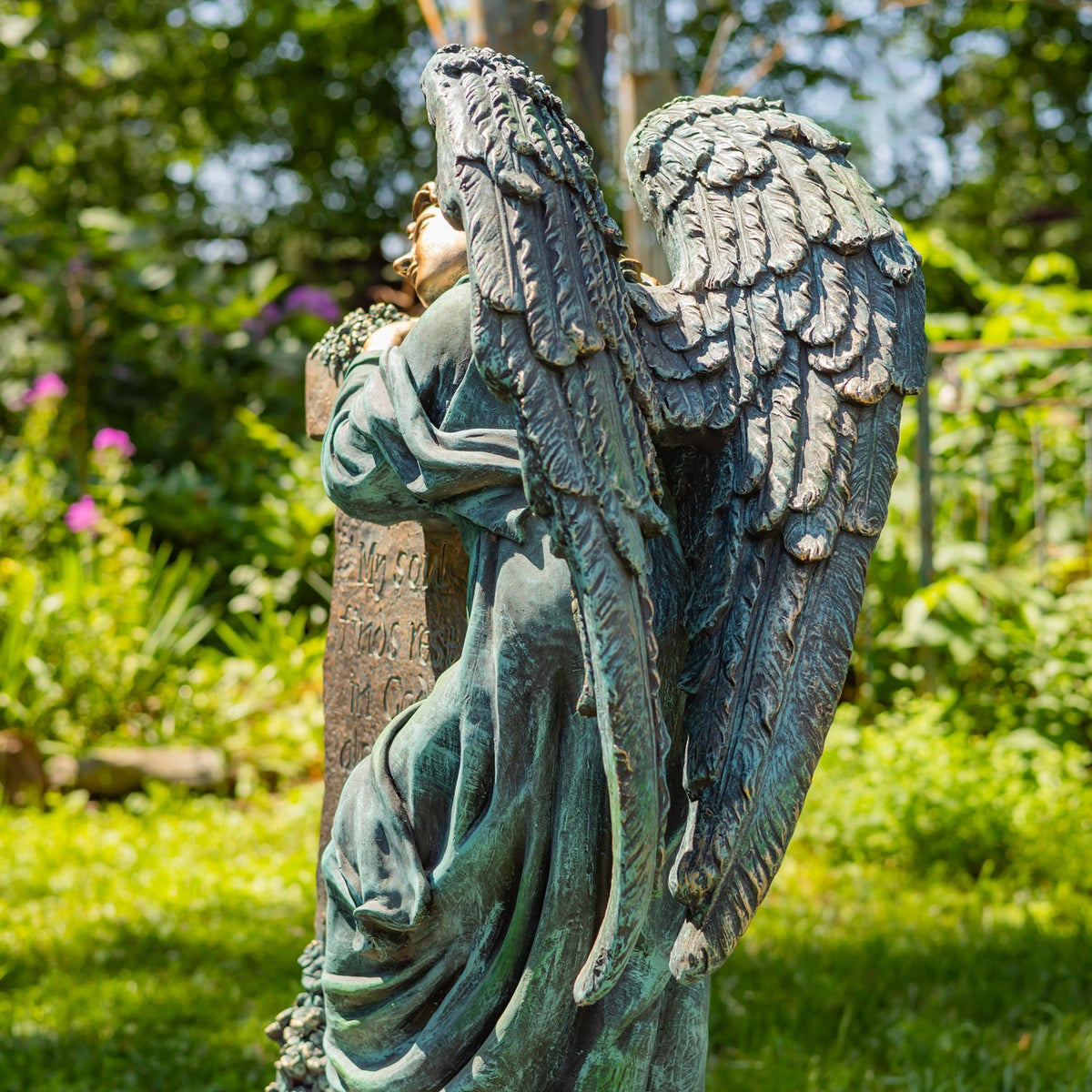 34" Tall Mourning Angel Statue with Pedestal