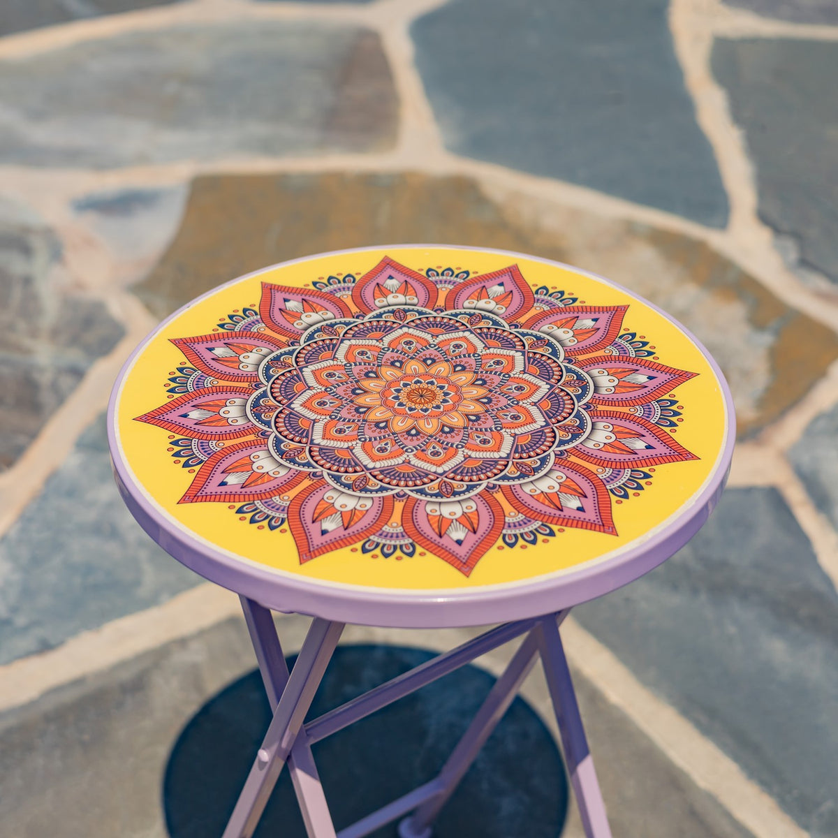 "Portofino" 23" Tall Mosaic Folding Plant Stand - Purple