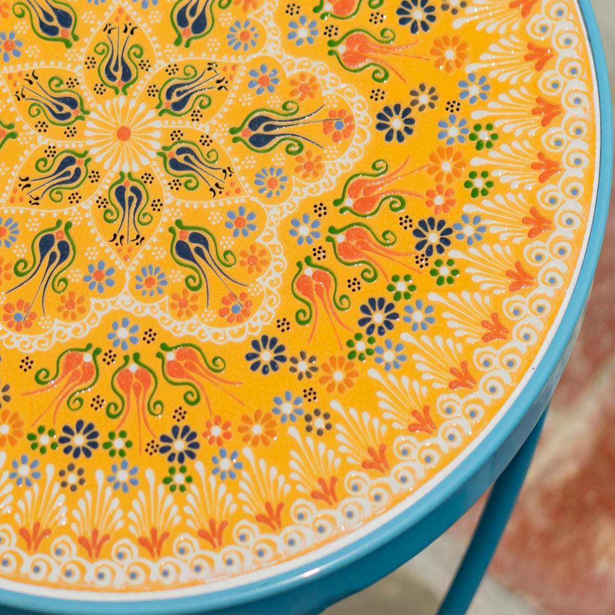 "Atrani" 22" Tall Mosaic Pedestal Plant Stand - Blue/Yellow