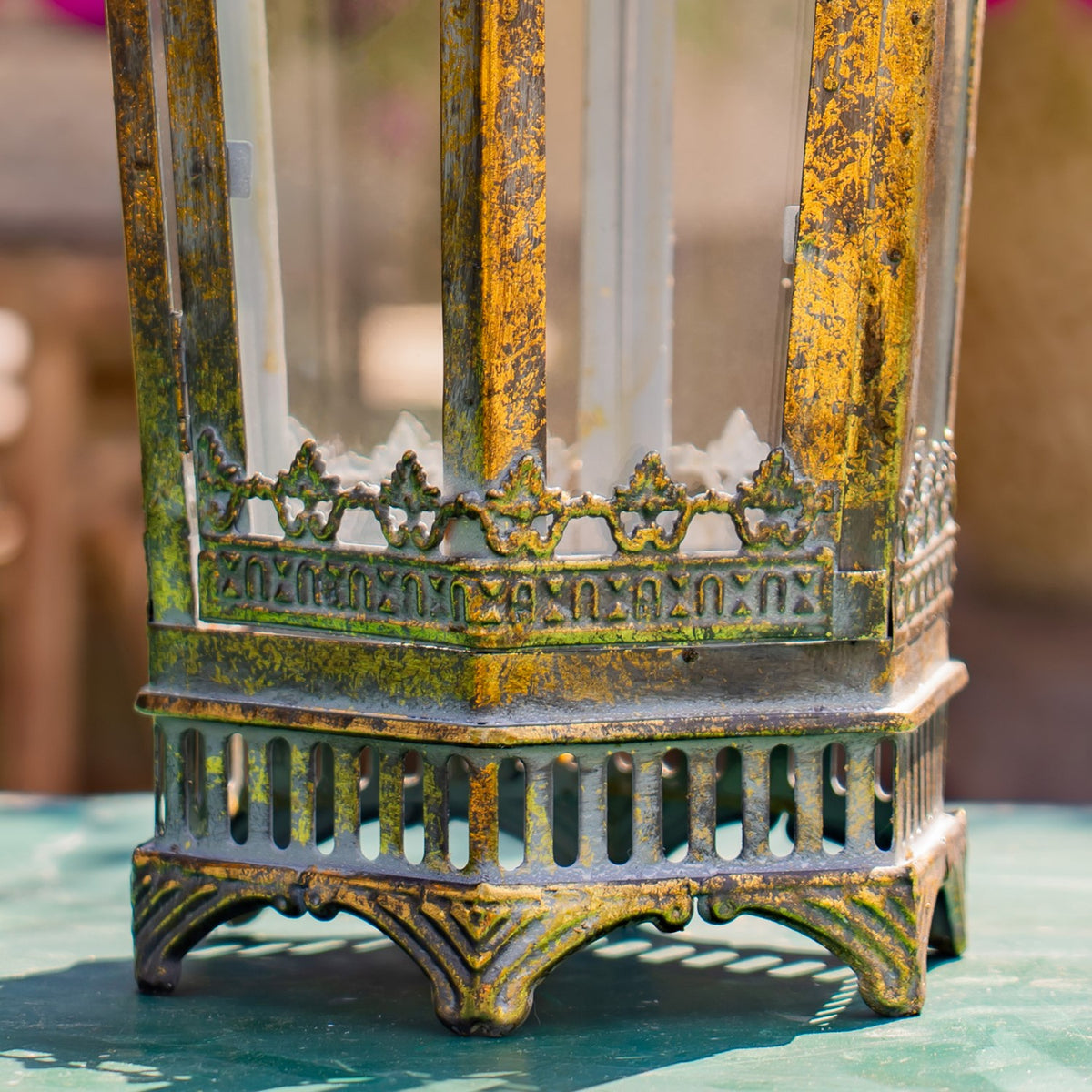 Tall Embellished Iron/Glass Terrarium "Davitiani"