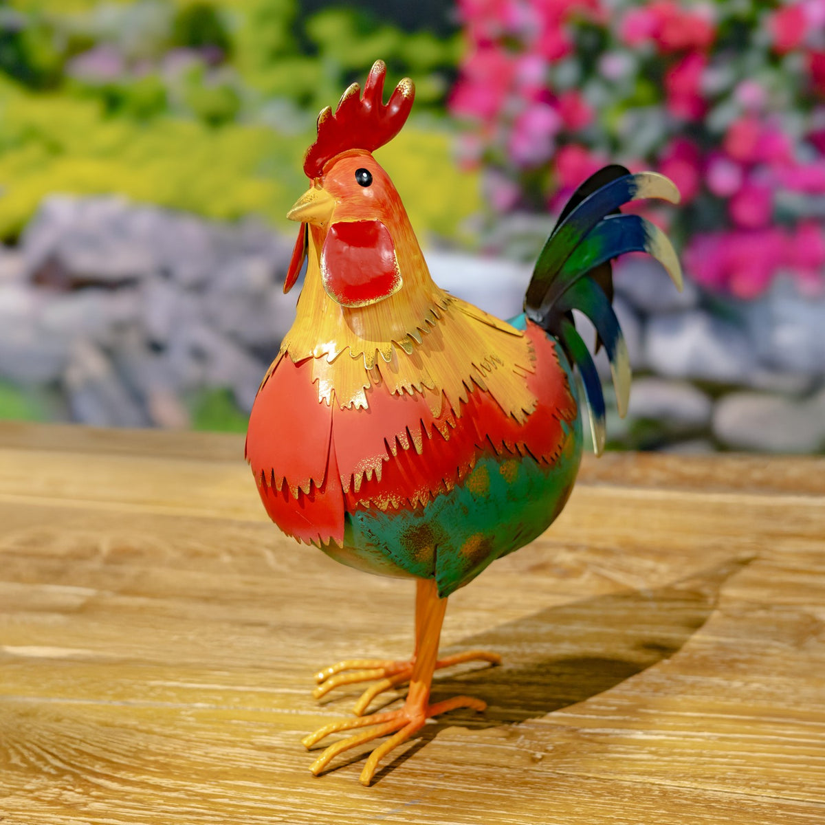 Set of 6 Assorted Metal Rooster Figurines "The Foghorn Flock"